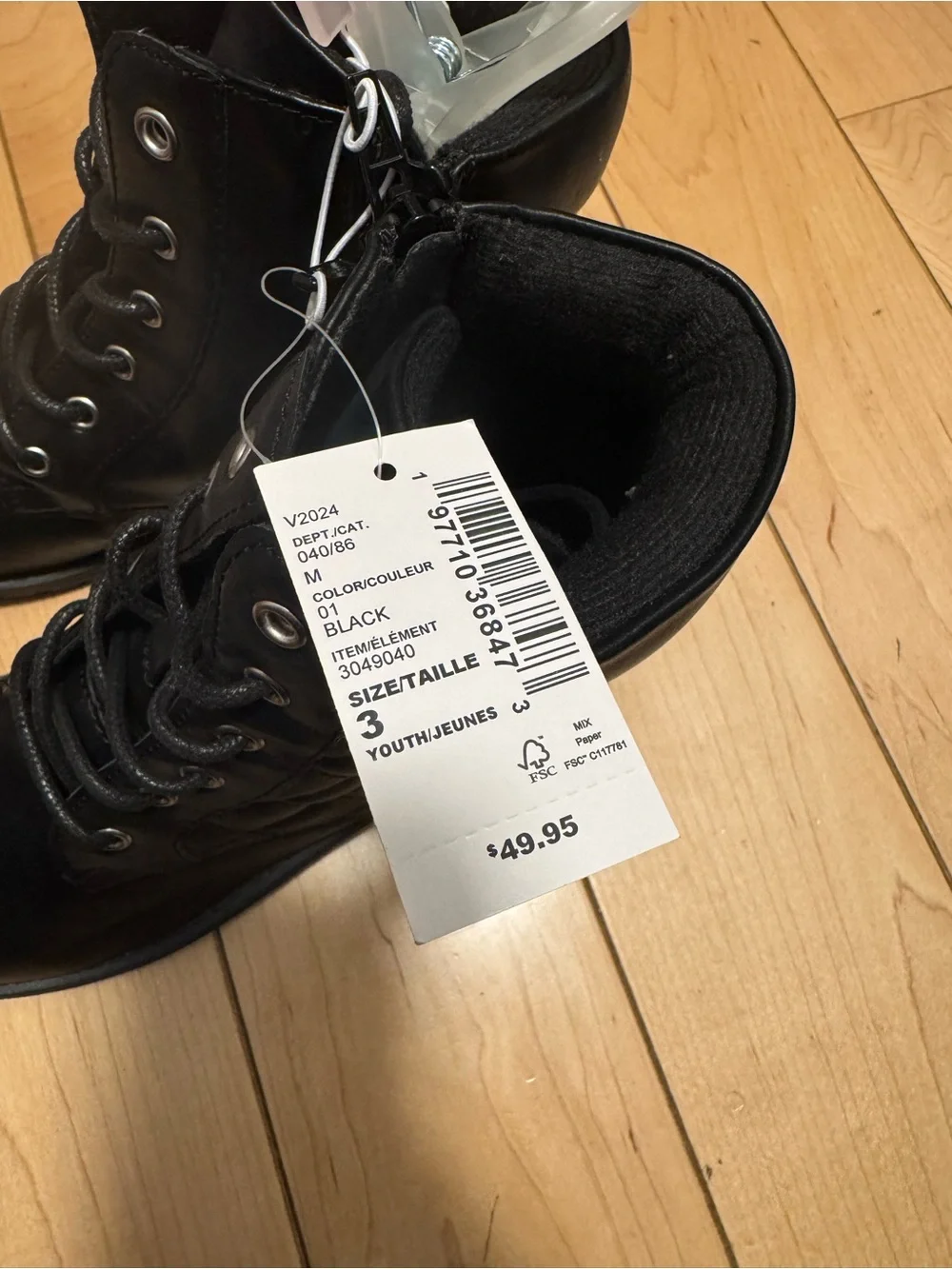 The Children's Place Black Lace-Up Kids Combat Boots